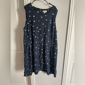 CJ Banks Navy Blue Dress with White Butterfly Print, 3X